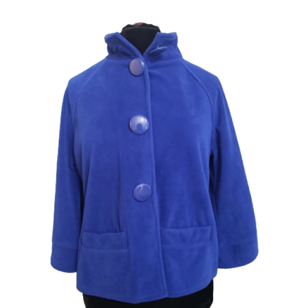 Outerwear by Lisa Blue Fleece 3/4 Raglan Bell‎ Sleeve Button Front Jacket Medium